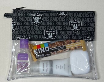 Clear Vinyl Pouch | Makeup Bag | Cosmetic Bag | Clear Pouch - Raiders, NFL, Football