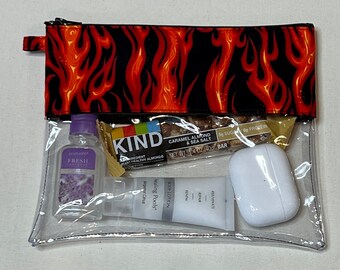 Clear Vinyl Pouch | Makeup Bag | Cosmetic Bag | Clear Pouch - Flames