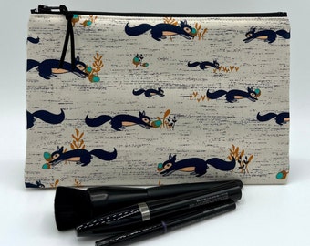 Medium Makeup Cosmetic bag - Squirrels at Play by Art Gallery fabrics