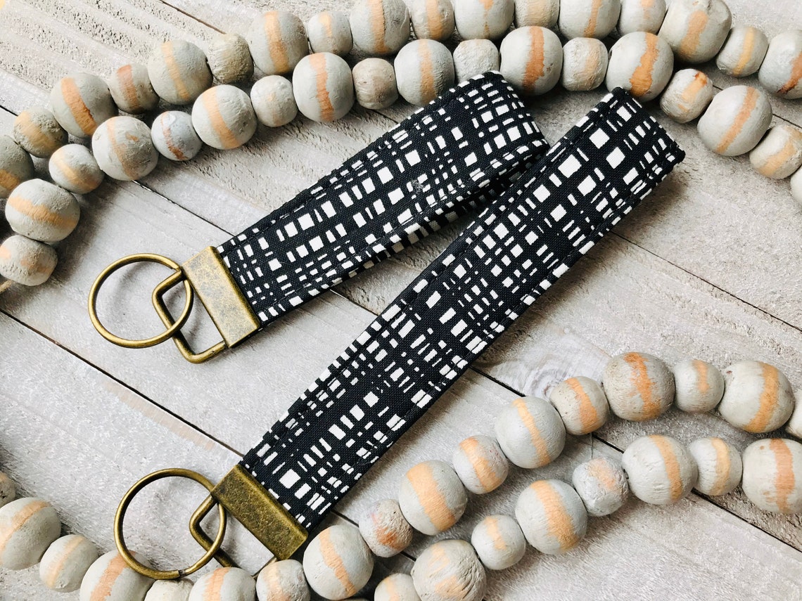 Black and White Abstract Keychain Keychain Key Fob Etsy