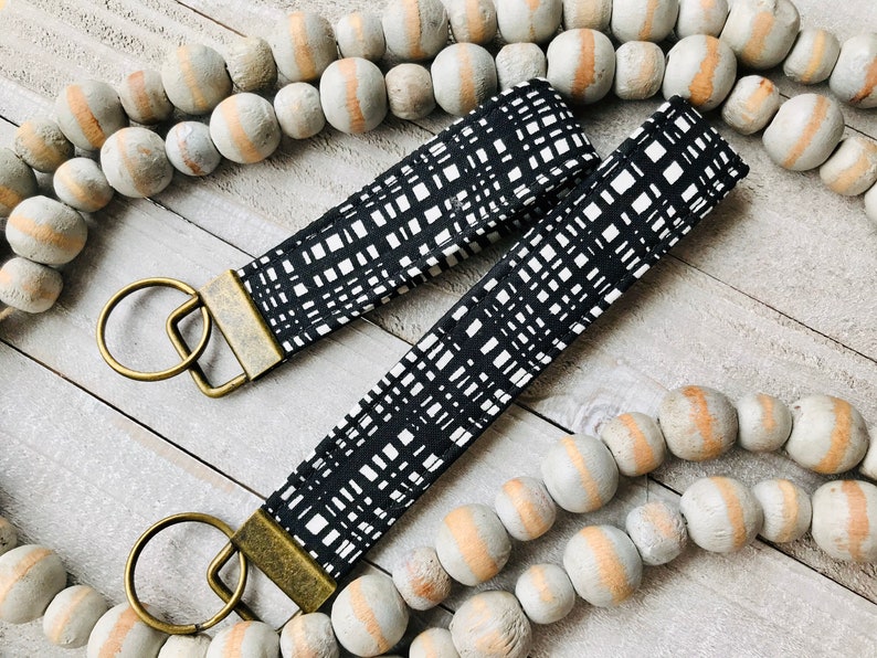 Black and White Abstract Keychain Keychain Key Fob Etsy