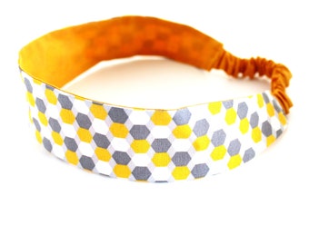 Bandeau cheveux femme jaune et gris