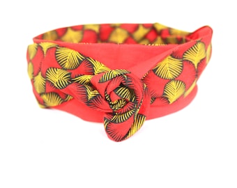 Bandeau rigide femme wax jaune et rouge