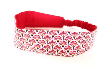 Bandeau cheveux enfant éventailsrouge et blanc