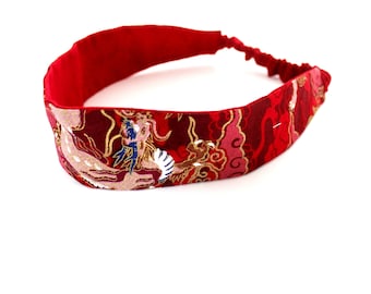 Bandeau cheveux femme rouge et doré