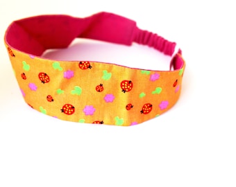 Bandeau cheveux fille coccinelle rose et orange