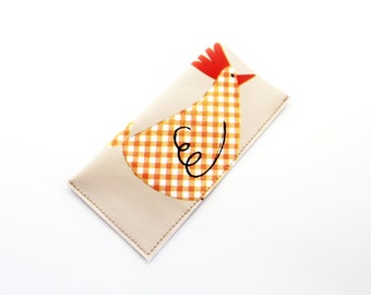 Pilulier petite poule orange et beige