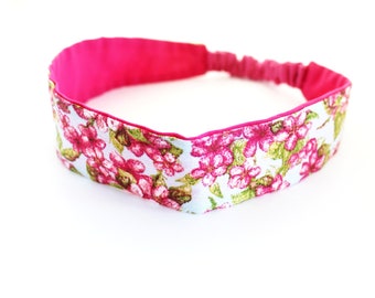 Haarband für Mädchen mit rosa und blauen Blumen