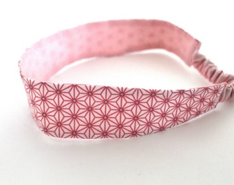 Bandeau cheveux enfant rose et blanc