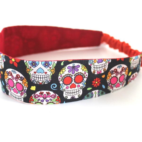 Bandeau cheveux enfant  tête de mort multicolore