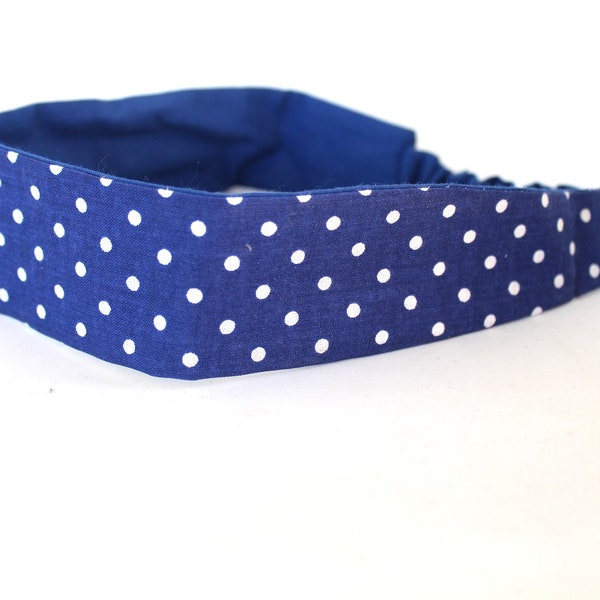 Bandeau femme pois bleu marine et blanc