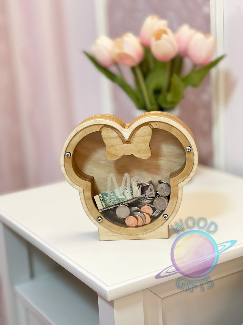Minnie Mouse Piggy Bank Personalized Minnie Mouse Money Box Etsy