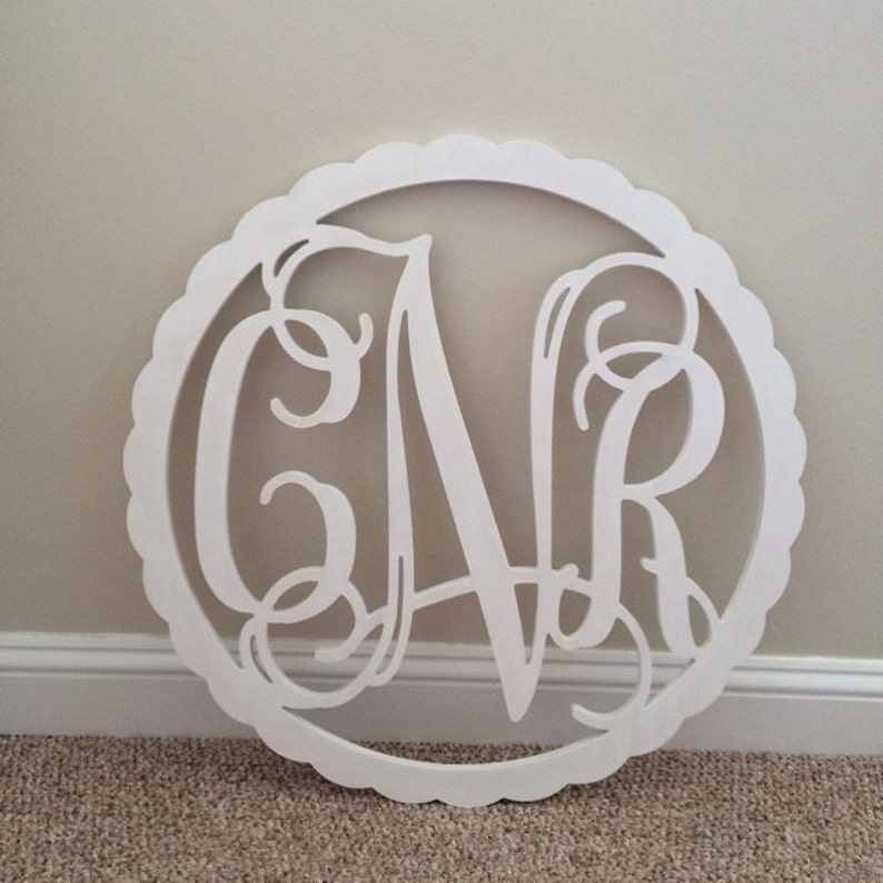 Wooden Monogram With Border Wall Hanging Wedding Image 0