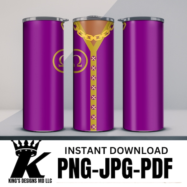 Purple and Gold PNG Tumbler Wrap, Fraternity Inspired Skinny Tumbler 20oz mug design