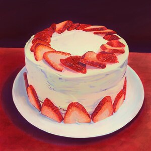 Strawberry Cake Art Print - Dessert