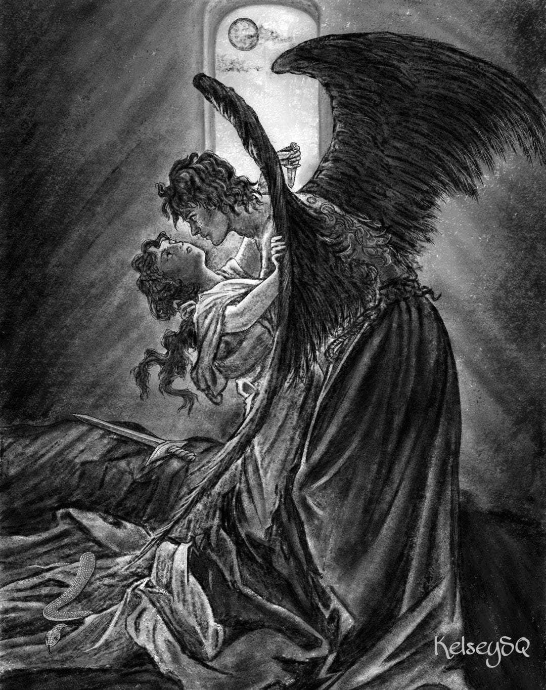 Oraya and Raihn Art Print the Serpent and the Wings of Night Clarissa Broadbent Etsy