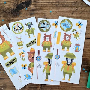 Camp Scout Stickers, Party Favors, Animal Scouts, Camping Birthday Party Stickers, Birthday Party Stickers, little explorers, outdoor camp