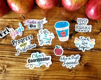 Teacher Stickers 10-Pack: Vinyl Laptop Planner Stickers