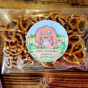 Farm Animal Thank You Stickers, Custom Barn Animal Birthday Party Stickers, Farmer