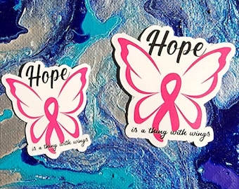 Pink Ribbon Butterfly Decal: Breast Cancer Awareness Vinyl Sticker