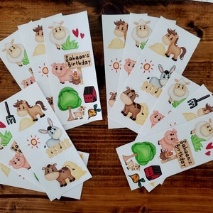 Farm Animal Birthday Party Favor Stickers, Barnyard Party, Farm Themed Birthday Supplies, Cow, Horse, Pig,