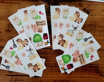 Farm Animal Birthday Party Favor Stickers, Barnyard Party, Farm Themed Birthday Supplies, Cow, Horse, Pig,