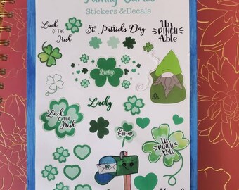 St. Patrick's Day Sticker Sheet: Shamrock, Gnome, Leprechaun