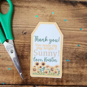 Personalized Sunflower Thank You Tags: Boho Birthday Party Favors (PRINTABLE)