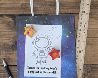 Astronaut Coloring Page Party Favor Kit, Space Birthday Activity Favor, Kids Space Party Favors with Star Crayons, Outer Space Birthday