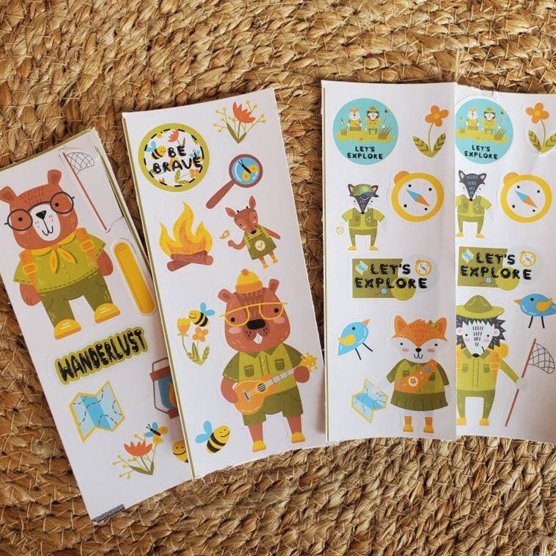 Camp Scout Stickers, Party Favors, Animal Scouts, Camping Birthday ...