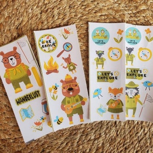 Camp Scout Stickers, Party Favors, Animal Scouts, Camping Birthday Party Stickers, Birthday Party Stickers, little explorers, outdoor camp
