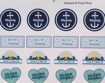 Summer Planner Stickers: Beachy, Mermaid, Good Vibes - 20 Piece Set