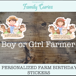 Farm Animal Birthday Party Favor Stickers, Barnyard Party Thank you, Farm Themed Birthday Supplies, Little Farmer, Barnyard bash,
