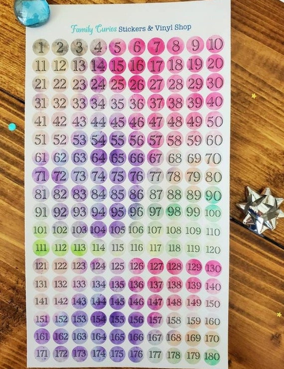 Cosmic Number Stickers for Planners, Mini Date Covers, Homeschool  Countdown, 180 Lesson Planner Stickers, Ombre Calendar Stickers, 