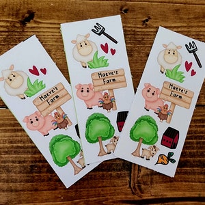 Farm Animal Birthday Party Favor Stickers, Barnyard Party, Farm Themed ...