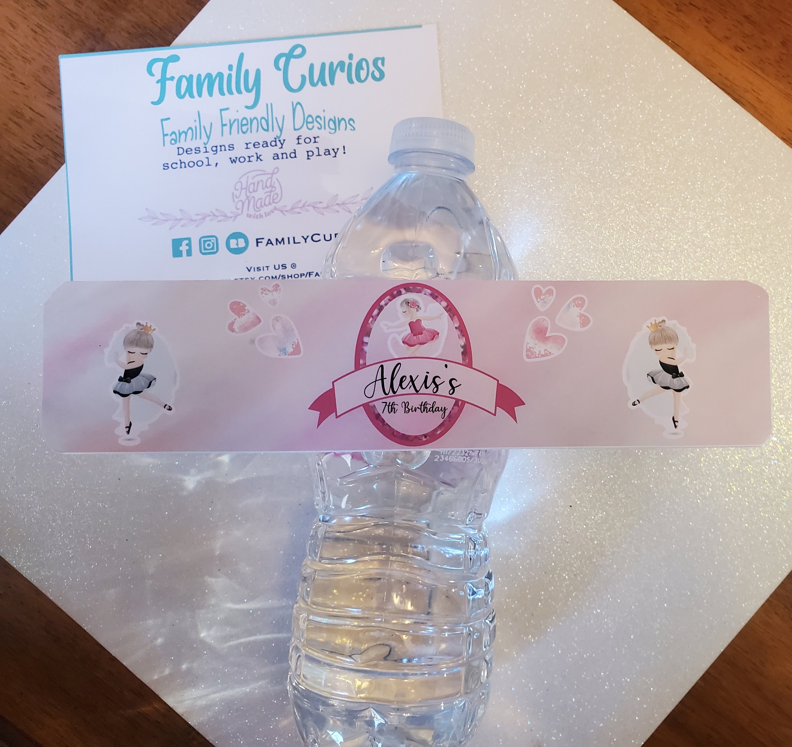 Custom Printed Ballerina Water Bottle Stickers Pink Name Etsy