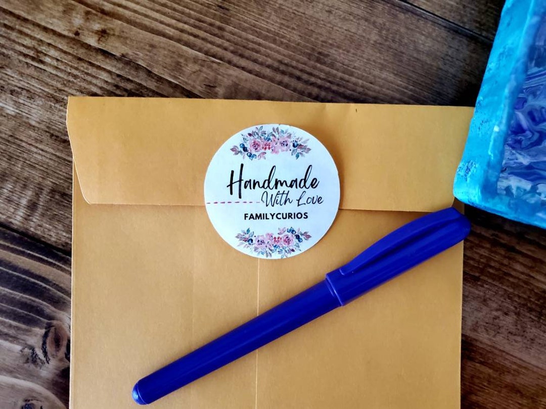 Handmade With Love Sticker Personalized Handmade Sticker Etsy