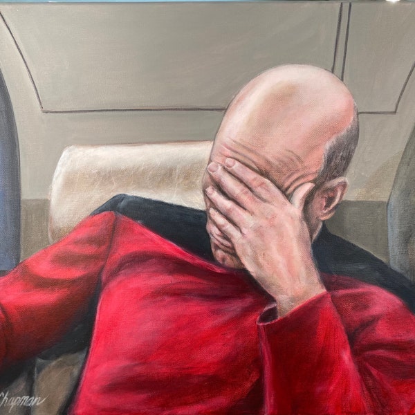 Captain Picard with the face palm meme. Star Trek. Artist signed print, multiple variations.
