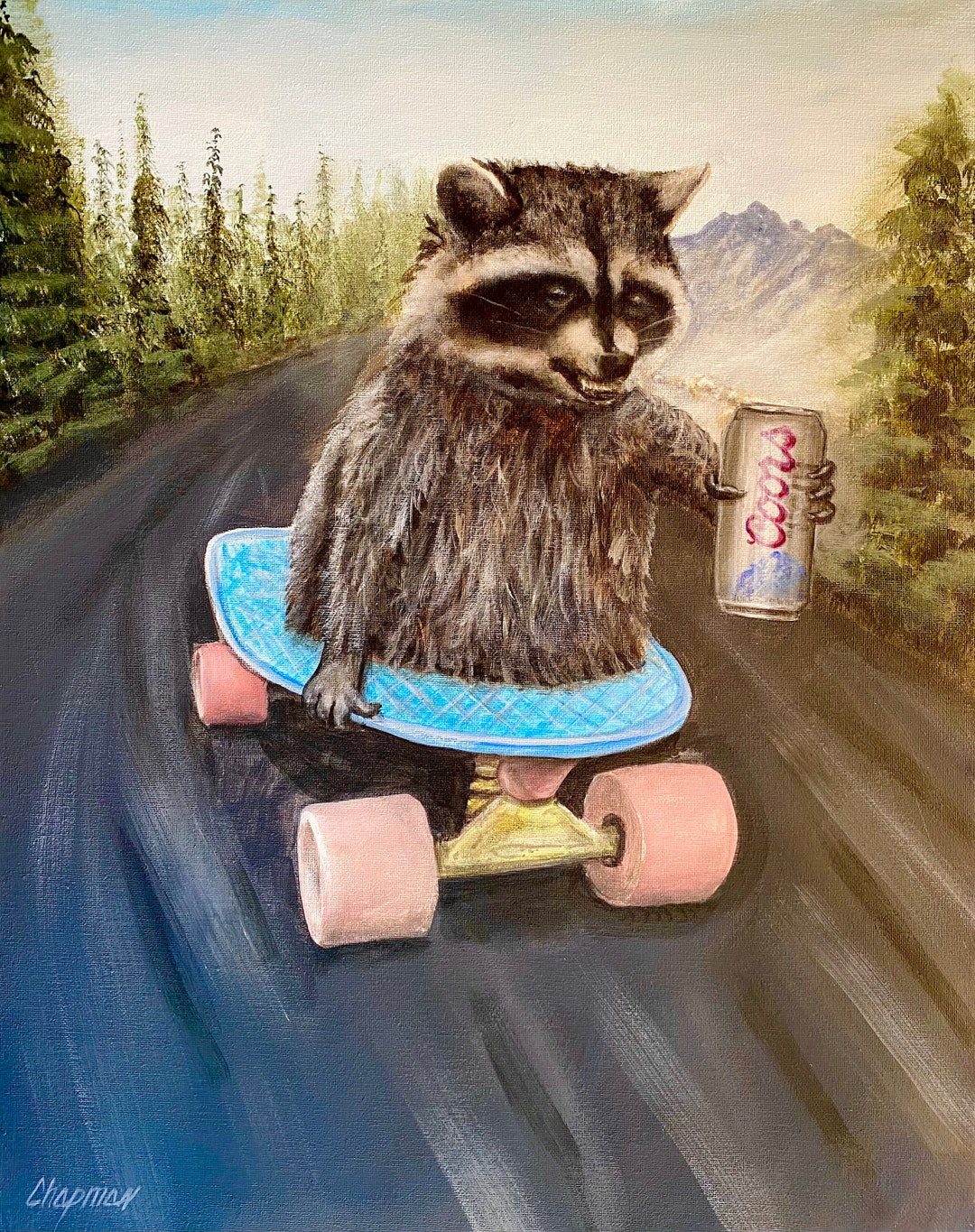 Buy Half Rack. Kip the Raccoon Drinking a Beer and Skateboarding. Online in India - Etsy
