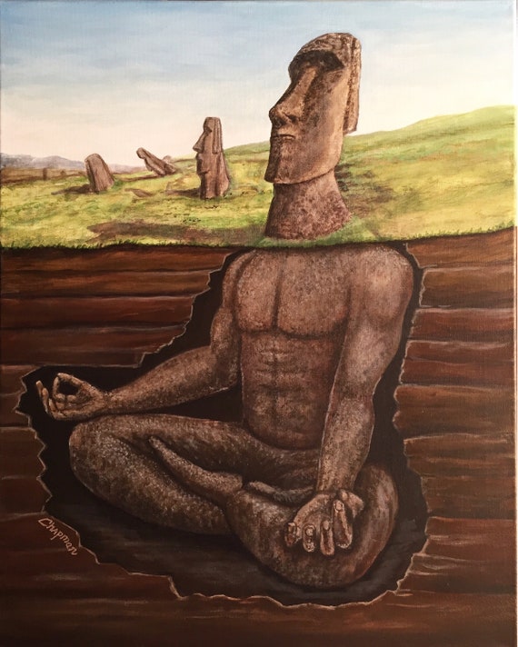 Easter Isle Zen Easter Island Stone Statue Head. Underground 