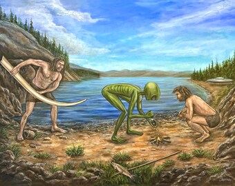 Alien butt probe origin story. The incident that caused revenge probes for thousands of years. Artist signed print. Multiple variations.