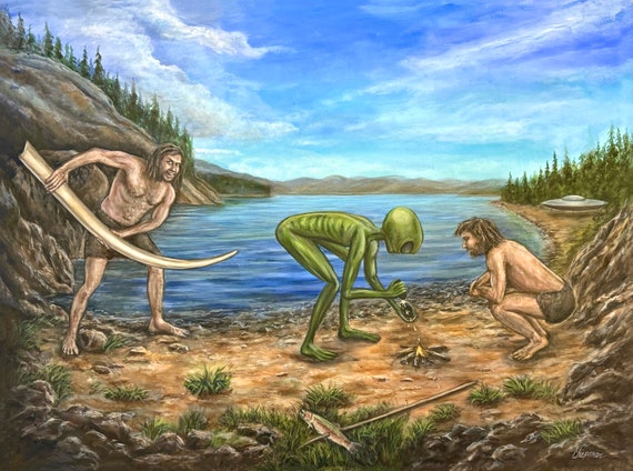 Alien butt probe origin story. The incident that caused revenge probes for thousands of years. Artist signed print. Multiple variations.