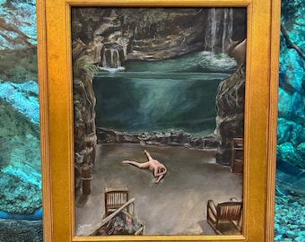 Bass pro shop guy On the ground after swimming in the fish tank. Artist signed print. Multiple variations.