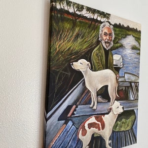 Goodfellas painting from the movie. Man in a boat with two dogs Artist signed print. Multiple Options image 4