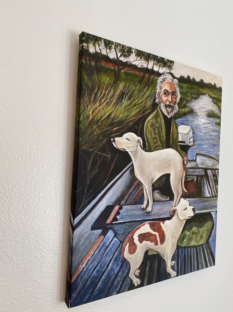 Goodfellas painting from the movie. Man in a boat with two dogs Artist signed print. Multiple Options image 4
