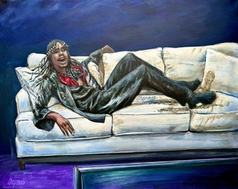 Rick James Destroying Eddie Murphy’s couch Chappelle show Artist signed print. Multiple variations.