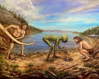 Alien butt probe origin story. The incident that caused revenge probes for thousands of years. Artist signed print. Multiple variations.