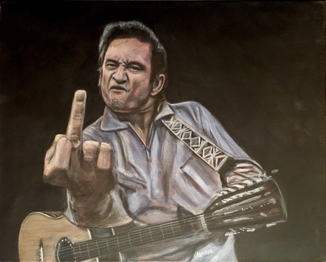 Johnny Cash uses his middle finger with authority. 16 x Etsy