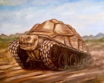 Can you do you Frank the Tank tortoise with tank tracks artist signed print
