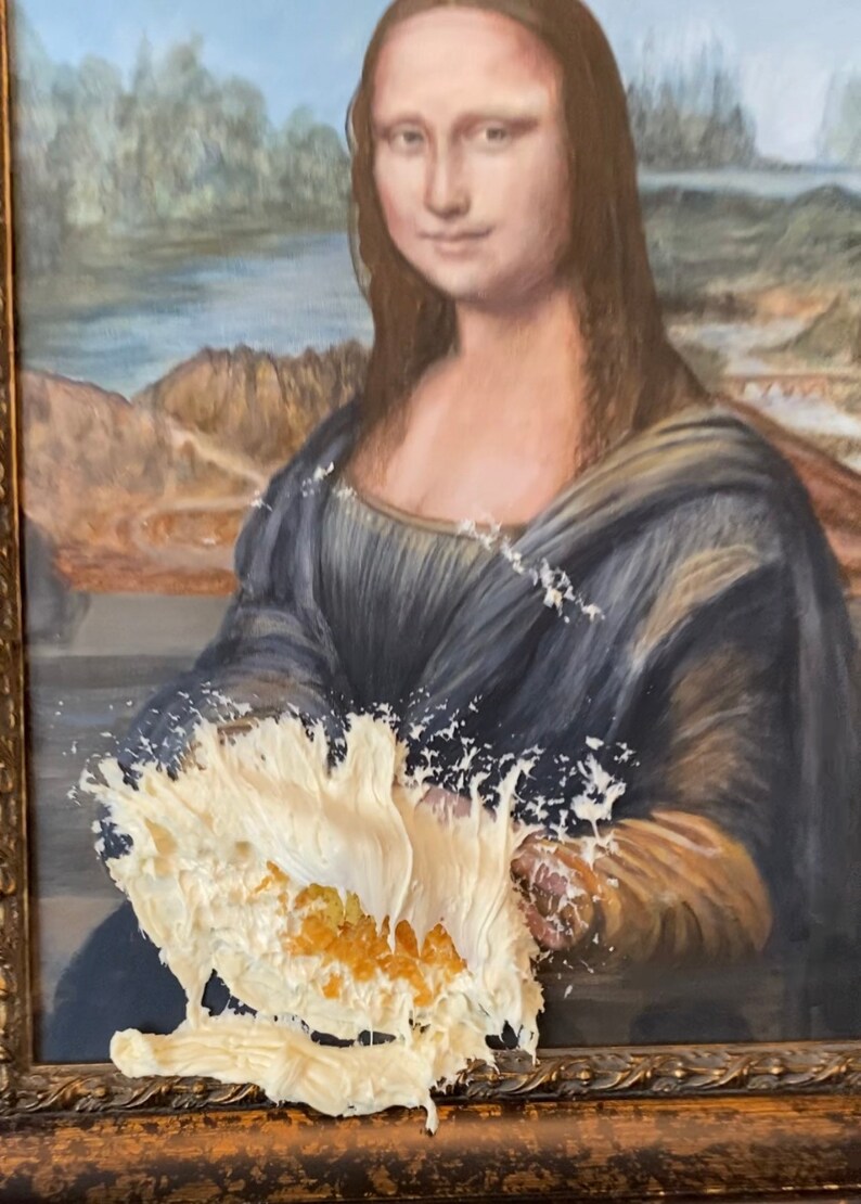 Artist Signed Print Mona Lisa With Cake and Icing Thrown on It Etsy